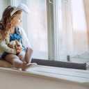 32 Inch Weighted Door Draft Stopper - Under Door Snake Pillow, Blocks Cold Air/Wind/Noise, Heavy Duty Soundproof Bottom Filler (Covers Gaps Up to 3"), Winter Patio Sliding Window Seal, Grey