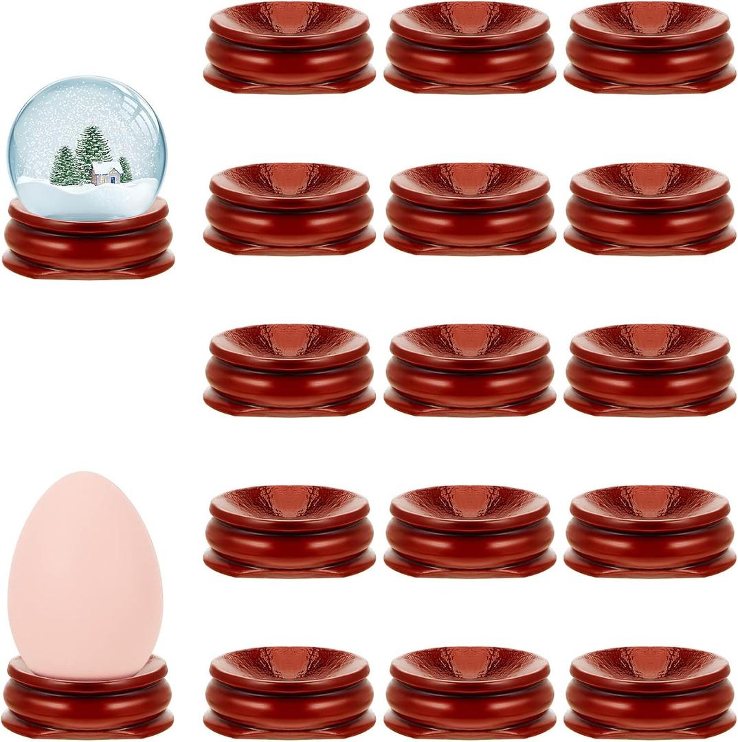 Taiyin 15 Pcs Sphere Stands for Display Crystal, Crystal Holder Wood Egg Ball Stand Stone Rock Display for Home Decor Gemstone (Medium,Simple Style)