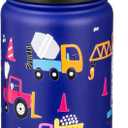 Fanhaw 18 Oz Kids Insulated Water Bottle with Straw - Stainless Steel Double Wall Vacuum Cup, Leakproof, BPA Free, Suitable for Boys and Girls(Blue - Under Construction)