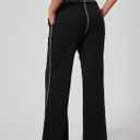 Herseas High Waisted Sweatpants for Women 2025 Fall Wide Leg Contrast Stitching Drawstring Loose Lounge Jogging Pants (Black, L)