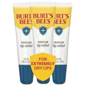 Burts Bees Rescue Lip Relief with Shea Butter and Echinacea, 100% Natural Origin, 0.35 Ounces, Pack of 3