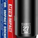 MTO 1/2" Drive 27mm Deep Impact Socket, 6-Point Metric Socket for Automotive Maintaince, CR-V Steel Meets ANSI Standards