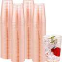 DaYammi 100 Pack 10oz Pink Plastic Cups Thanksgiving Premium Disposable Glitter Plastic Cup for Martini and Cocktail, Hard Pink Disposable Cups Perfect for Fancy Wedding Party cups