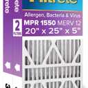 Filtrete 20x25x5 AC Furnace Air Filter, MPR 1550, MERV 12, Fits Trion AirBear, CERTIFIED Asthma & Allergy Friendly, Electrostatic Air Cleaning Filter, 1-Pack (actual size 19.56 x 24.13 x 4.75)