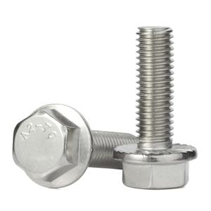 M6 x 25mm Flanged Hex Head Bolts Flange Hexagon Screws, 304 Stainless Steel 18-8, Plain Finish, 25 PCS