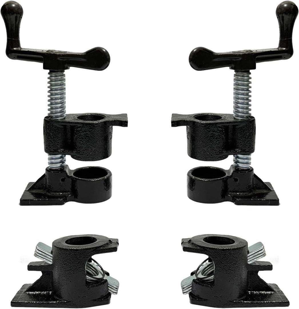 HENBOW 3/4" Pipe Clamp,Wood Gluing Pipe Clamp Set,Heavy Duty Cast Professional Pipe Clamps Tools,Cast Iron Wood Clamps Quick Release for Woodworking Improvement and Diy Projects(2Pack-Black)