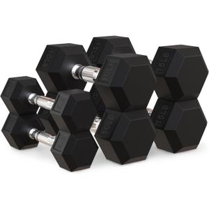 OLIXIS Hex Dumbbells Rubber Coated Hand Weight Set, 60LBS Sets