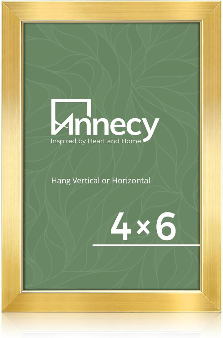 Annecy 4x6 Picture Frame Gold1 Pack, 4x6 Picture Frame for Wall or Desktop Decoration, Classic Gold Minimalist Style Suitable for Decorating Houses, Offices, Hotels
