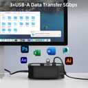 Mac mini M4 / M4 Pro Docking Station, 5 in 1 Mac mini M4 Dock with Silicone Protective Case, 3X USB-A 3.0 (5Gbps) Ports, SD/TF Card Reader - Black