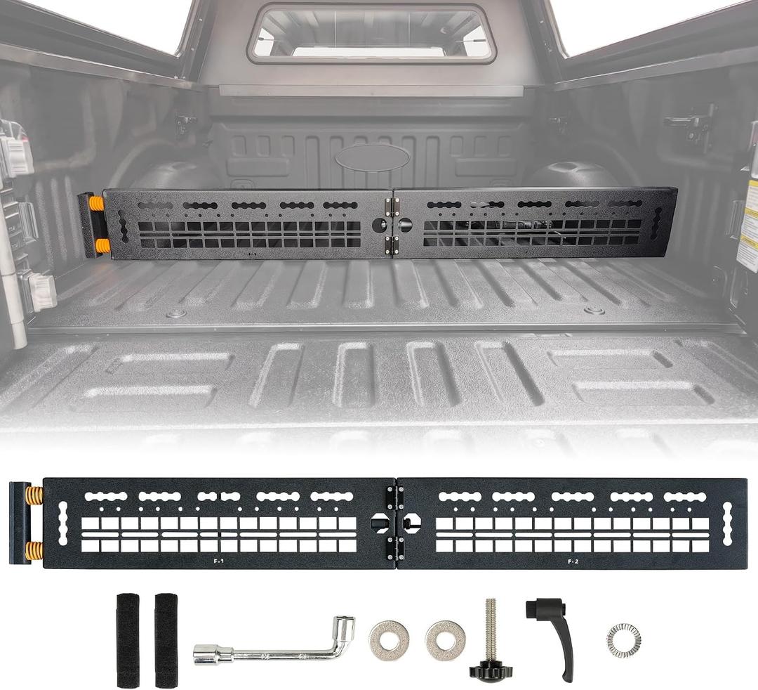 Truck Bed Divider Compatible with Ford F-150 2015–2026 Heavy-Duty Foldable Carbon Steel Cargo Manager Molle Panel Truck Bed Organizer for Ford F-150 Accessories (Fit for F150 2015-2026)