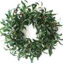 22inch Artificial Olive Wreath Olive Branch Greenery Wreath with Olive Fruit Front Door Wreaths for All Seasons for Wedding Wall Home Decor