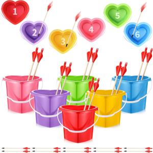 Valentines Day Toss Ball Game with 6 Plastic Love Pots 6 Love Decor 10 Arrow Toss Play for Valentine's Games Indoor Outdoor Games Activities Valentines Gift Exchange Carnival Prizes