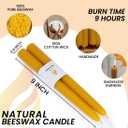 16PCS Beeswax Taper Candles, 9" Handmade Natural Candles, Dripless and Smokeless9 Hour Burn Time