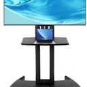 FAHKNS Mobile TV Cart - Rolling TV Stand with Adjustable ShelfPortable Mobile TV Stand for 32-75 Inch TVs132 LBS Weight Capacity Suitable for Living Room/Bedroom/Office