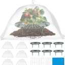 4 Sets Strawberry Plant Support with Mesh Plant Cover,Strawberry Growing Racks Sets with Iron Plant Nails and Storage Bag for Garden Strawberry Vegetables(White Net - Round)