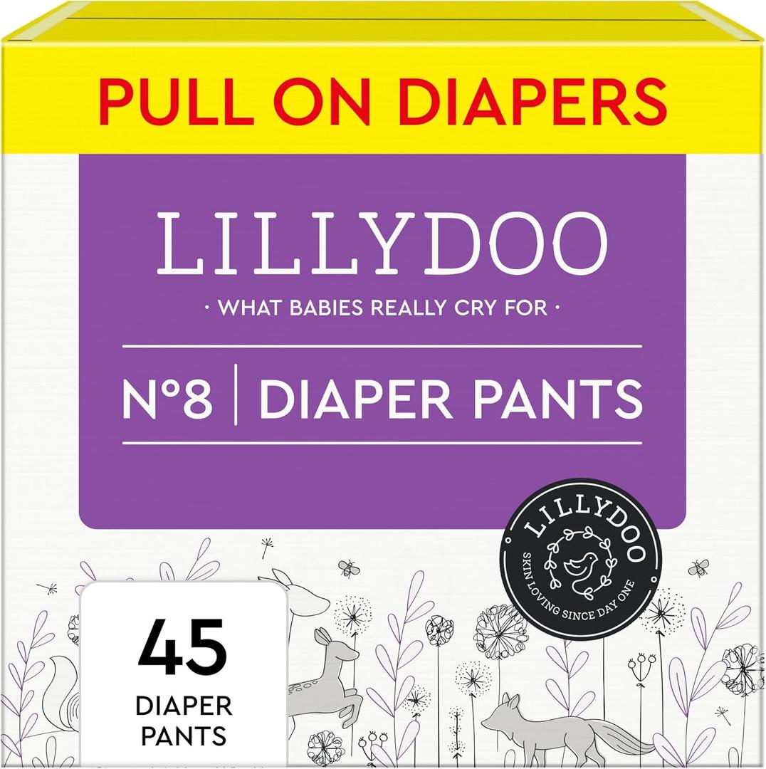Diaper Pants Toddlers - Size 8 (42+ lbs), Half-Monthly Supply (45 Count), Skin-Friendly, Ultrasoft, Chlorine-Free & Absorbent Diaper Pants
