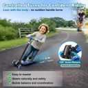 3 Wheel Kids Kick Scooter for Ages 3-12, Lean-to-Steer, Light-Up Wheels, 3-Level Adjustable Handlebar 27.5-33, Wide Non-Slip Deck, Dual Rear Brake,Travel Foldable, for Boys & Girls Toy Gifts