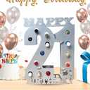 brekle 21st Birthday Mini Wooden Liquor Bottle Display Shelf 21st Birthday Decorations for Him Unique Birthday Gifts (Silver)