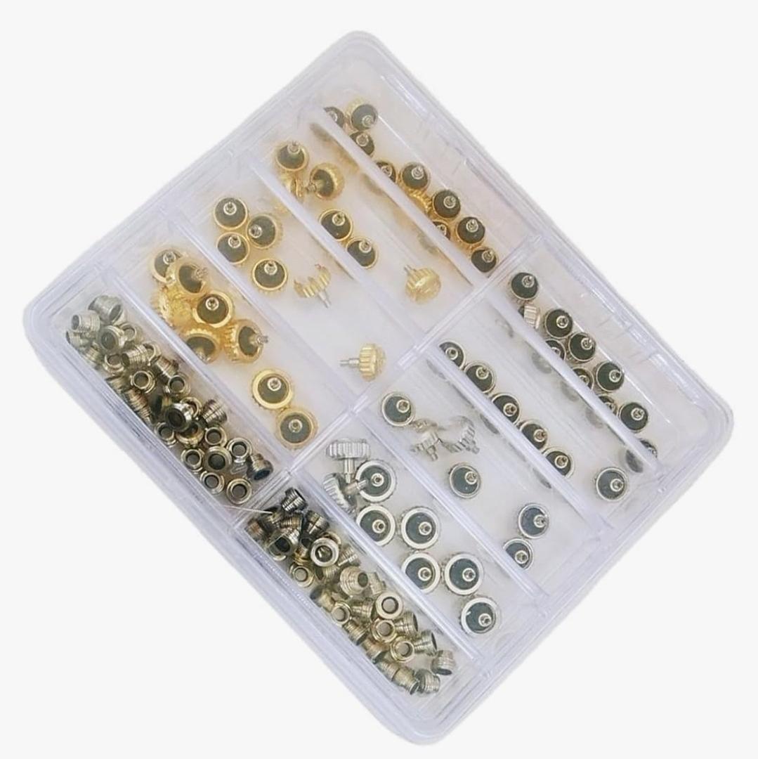 Set of 3 Assorted Size Watch Crowns Replacement Alloy Steel Repair Accessories Crown Accessory