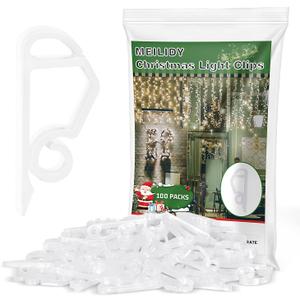 Christmas Light Clips, White Gutter Clips Hooks Outside String Lights Clips Weatherproof Outdoor Seasonal Lighting Hooks Holiday Light Clips for Halloween Christmas 100 Pcs
