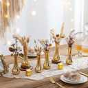 NUPTIO Glass Bud Vase Gold: 12 Pcs Small Flower Vases for Wedding Party Table Centrepiece - Vintage Ribbed Vase for Home Birthday Reception Decorations