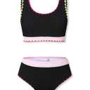 Kxuryueo Girls Two Piece Swimsuits Color Block Bikini Sets with Chest Pad for Teen Size 13 14