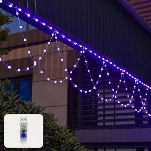 XIXIANGLIAN Globe String Lights, 13.1 Feet 138 LED Color Changing String Lights - 8 Modes, Waterproof for Party, Holiday, Wedding Decoration(Purple, USB)