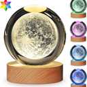 YAZJIWAN 3D Solar System Crystal Ball Lamp, Large Galaxy Night Light With 7 Color Change, Space Bedroom Decor, Christmas and Birthday Gift for Kids, Boys, Girls (Moon)