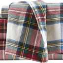Comfort Spaces Cotton Flannel Sheets Queen Size, Ultra Soft Flannel Sheet Set with 14" Elastic Pocket Fits up to 16" Mattress, Plain Print Warm Flannel Bedding, Scottish Plaid Red 4 Piece