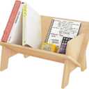RekRang Wooden Tabletop Bookshelf Titled Desktop Bookshelf Cookbook Shelf, Small Bookcases for Magazine Books CDs, Book Rack Desk Book Organizer in Living Room/Office/Bedroom (Burlywood)