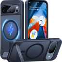 TORRAS Magnetic & Stand for Google Pixel 9 Pro Case/Pixel 9 Case, Fit for MagSafe, 12FT Mil-Grade Drop Protection, Slim Fit for Google Pixel 9/9 Pro Phone Case with Built-in Kickstand, Black (for Google Pixel 9/9 Pro, Black)