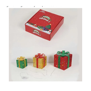 Christmas Gift Box Set, 3-Piece Folding Luminous Light String Holiday Props Decoration
