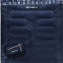 Double Sleeping Bag for Adults Machine Washable 2 Person Camping Sleeping Bag Queen Size Waterproof with Compression Sack for Cold Weather 3-4 Seasons