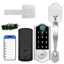 Harfo Fingerprint Smart Door Lock for Front Door with Handle Set, App Control, Keyless Entry Door Lock Keypad Deadbolt, Digital Electronic Touchscreen Front Door Lock Set, Auto Lock, Satin Nickel