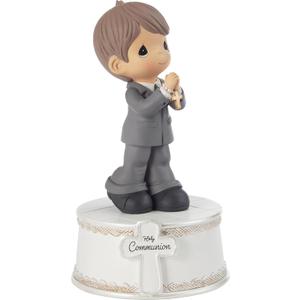 Precious Moments Holy Communion Boy Figurine, Wind Up Musical First Communion Gift for Boys, Resin Religious Keepsake