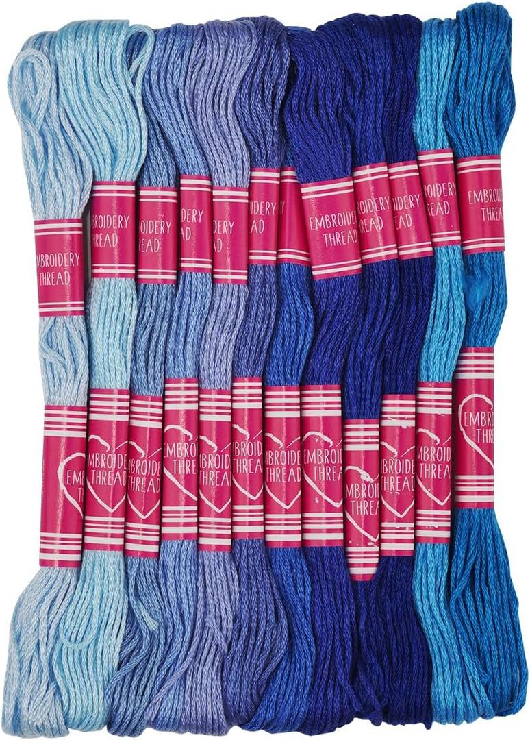 Friendship Bracelet String 8 Skeins, Embroidery Floss Cross Stitch Embroidery Thread Floss Bracelet Making Yarn, Craft Floss (Blue Series)