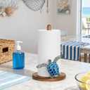 Blue Turtle Paper Towel Holder, Coastal Beach Ocean Home Decor for Kitchen Bathroom Countertop, 3D Sea Turtle Gifts for Women