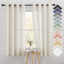 NICETOWN Linen Sheer Curtains 63 inch Length for Bedroom, Grommet Top Linen Blend Semi Sheer Privacy Window Treatment Light Filtering for Living Room, Natural, 52" W x 63" L, Set of 2