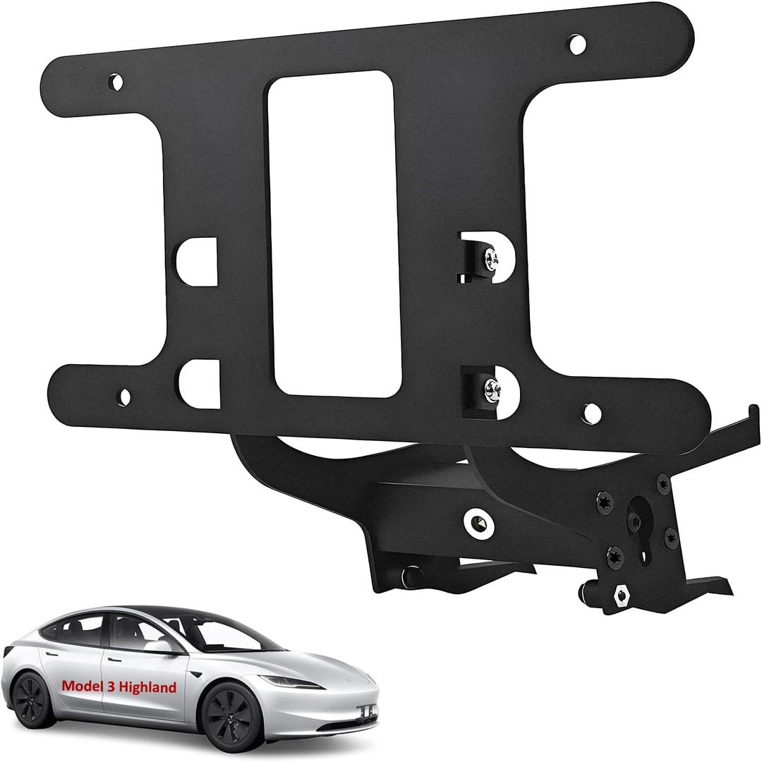 No Drill Front License Plate Holder for Tesla Model 3 Highland (2024-2026 New Version) - Aluminum Holder, Clip-On Design with Safety Design, Anti-Theft Lock