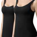 Esa Liang Shapewear Tummy Control Crew Neck Compression Tanks for Women Camisole Womens Tank Tops Daily Seamless Body Shaper (Black, M)