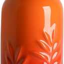 Sweejar Ceramic Olive Oil Dispenser Bottle, 20 Oz Relief Opaque Oil Cruet Protects To Reduce Oxidation, Suitable for Storage Soy Sauce, Coffee Syrup, Liquids, Set of 1 (Gradient Orange)