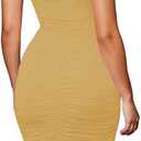TOPSRANI Women Sexy Midi Dress Bodycon Casual Sleeveless Basic Ruched Tank Summer Club Party Dresses (Yellow, M)