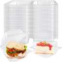 200 x Jizvxe 200 Pcs Clear Plastic Take out Containers,Disposable Fancy Hinged Top Square Clamshell Food Boxes,Cake Slice Containers Clamshell Takeout Tray with Clear Lids,5.3x4.7x2.8 Inch