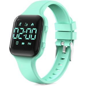 Children Simple Fitness Tracker Watch, Digital Step Counter Sport Watch, Waterproof Wristwatch, with Pedometer Alarm Clock Calendar for Kids Boy Girl Students (Green)