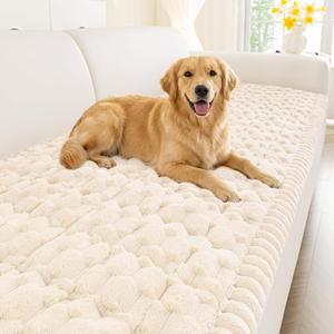 Smiry Couch Covers for Dogs Washable, Non Slip Fuzzy Pet Couch Covers for Sofa, Soft Thick Sofa Slipcovers Furniture Protector Pet Friendly (Cream, 27.6" x 70.9")