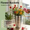 12 Inch Galvanized Flower Buckets, 6 Pcs Farmhouse Metal Flower Vases French Tin Planter Bucket for Party Wedding Centerpiece, Vintage Home Table Decor, French Country (Silver)