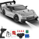 RC Drift Car, 1:16 Scale Drifting RC Cars, 2.4GHz 4WD RC Race Car, 40km/h High-Speed Remote Control Drift Car Vehicle, Racing Sport for Boys Girls Kids - 2 USB Rechargeable Batteries (Silver)