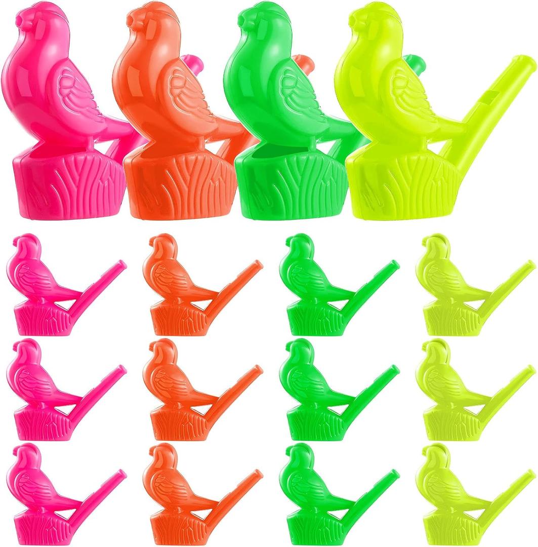 Sumind 24 Pieces Bird Water Whistle Party Whistles Bird Call Toys Colorful Novelty Water Warblers Musical Instrument for Kids Adults Bath Party Gift