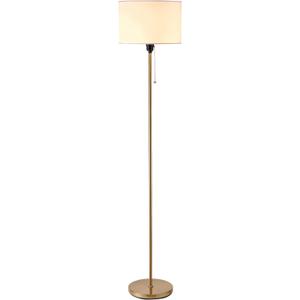 OBright Ted - Drum Shade Standing Lamp, Pull Chain Switch, E26 Socket, Modern Minimalist Design, Simple Floor Lamp for Living Room, Bedroom, Office, Antique Brass