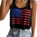 Women's 4th of July Outfits USA Shirt Patriotic Tank American Flag Crop Top (XL)